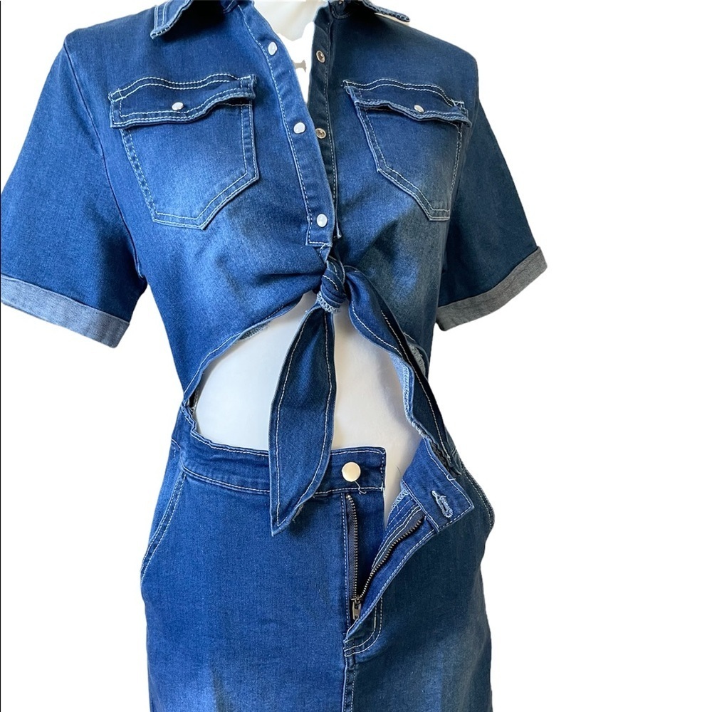 Windsor Blue Stretch Denim One-Piece Cut-Out Dress Women’s various sizes - Picture 5 of 16